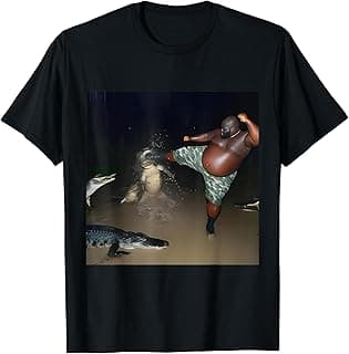 Man Kick Alligator In Swamp Funny Oddly Specific Meme T-Shirt